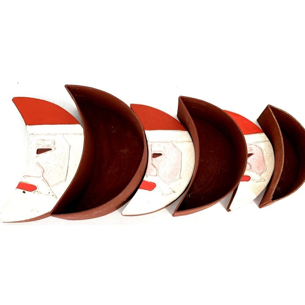 Pier One Santa Nesting Boxes Crescent Moon Largest 8.75" Lot Of 3 Hard Board